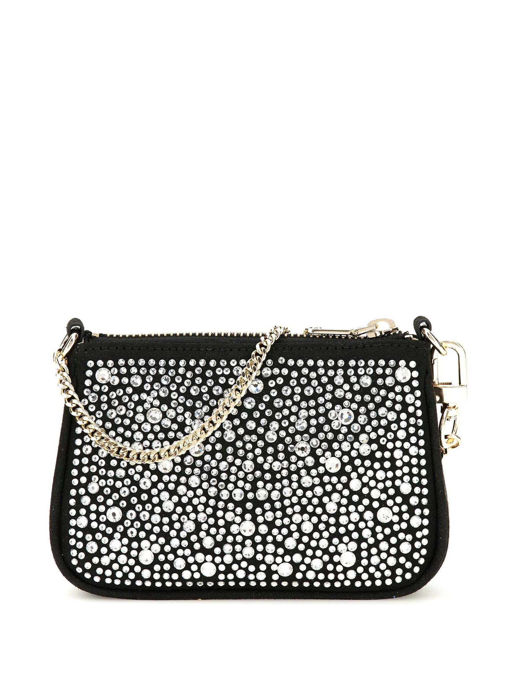キラキラ【Guess Diamente】 スモールチェーン財布 Next：日本 ブラック - Guess Diamente スモールチェーン財布