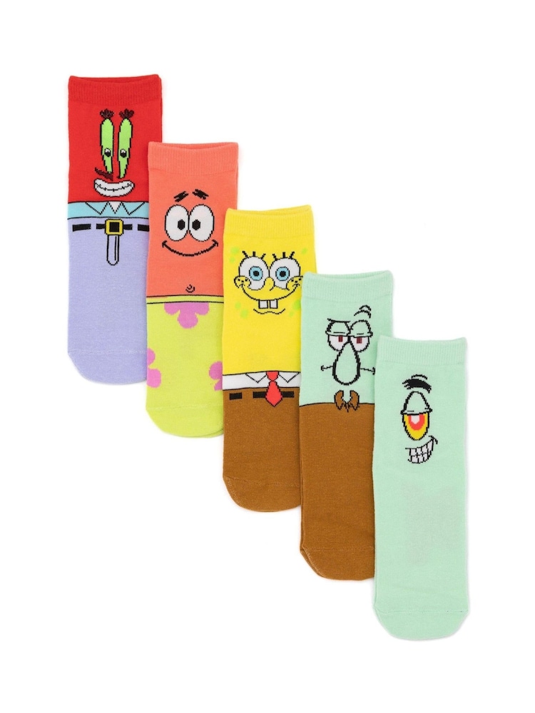 Vanilla Underground Brown Kids Spongebob Squarepants Socks 5 Pack - Image 1 of 5