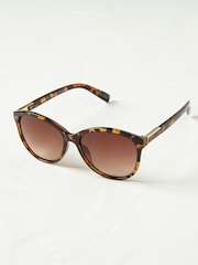 بني شكل صدفة السلحفاة - FatFace Sunglasses - صورة 1 من 2