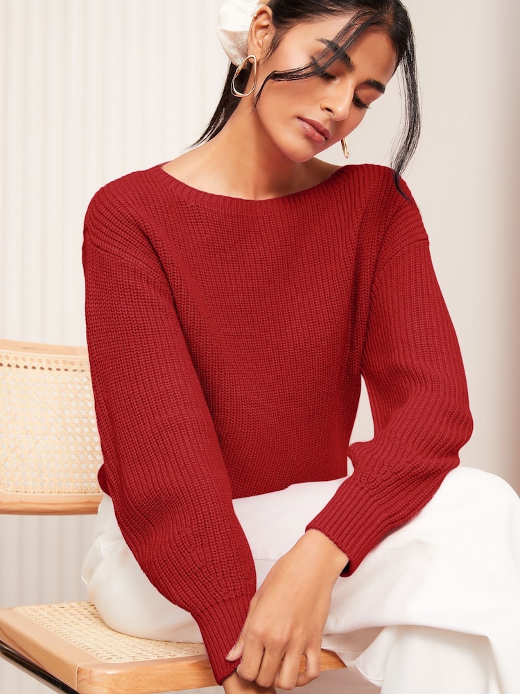 Friends Like These Bright Red Off The Shoulder Jumper - Image 1 of 4