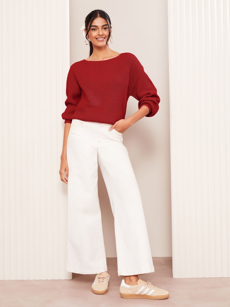 Friends Like These Bright Red Off The Shoulder Jumper - Image 2 of 4