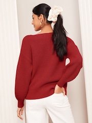 Friends Like These Bright Red Off The Shoulder Jumper - Image 4 of 4
