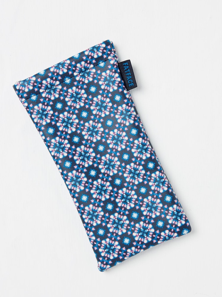 FatFace Navy Geometric Print Sunglasses Case - Image 1 of 2