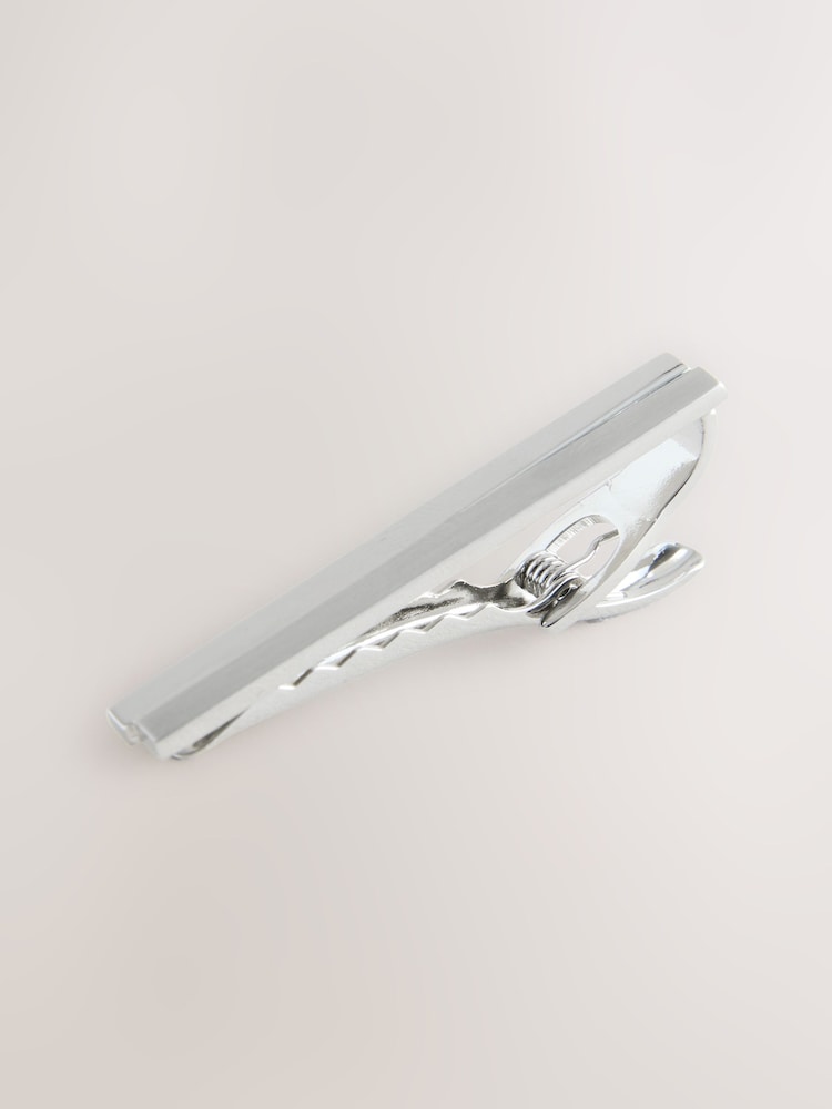 Silver Tone Stepped Tie Clip - Image 1 of 3