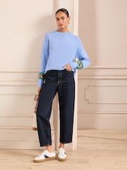 Love & Roses Pale Blue Cosy Animal Print Block Jumper - Image 5 of 5