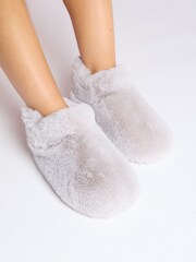 Boux Avenue Cosy Grey Plush Slipper Boots - Image 1 of 5