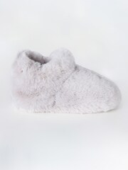 Boux Avenue Cosy Grey Plush Slipper Boots - Image 2 of 5