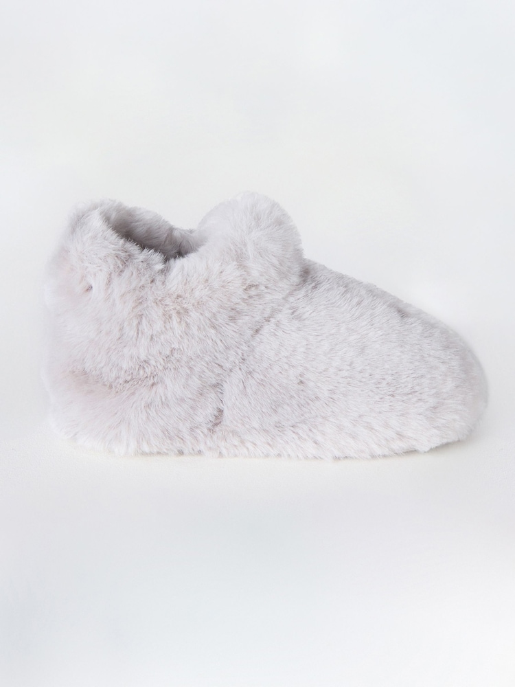 Boux Avenue Cosy Grey Plush Slipper Boots - Image 2 of 5