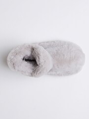 Boux Avenue Cosy Grey Plush Slipper Boots - Image 3 of 5