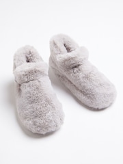 Boux Avenue Cosy Grey Plush Slipper Boots - Image 5 of 5