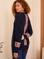 Bleumarin - Love & Roses Cozy Imprimeu animal Block Pulover - Image 2 of 4