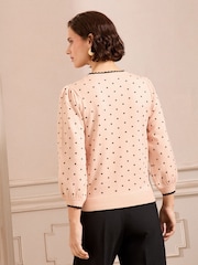 Pull Love & Roses à pois et col festonné - Image 3 of 4