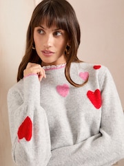 Love & Roses Grey Scallop Woven Collar Jumper - Image 2 of 4