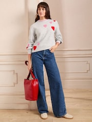 Love & Roses Grey Scallop Woven Collar Jumper - Image 3 of 4