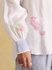 Joules Orla Embroidered Linen Shirt - Imagen 14 de 16