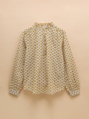Joules Melanie Yellow Cotton Broderie Blouse - Image 7 of 7