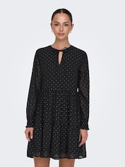 JDY Black Layered Polka Dot Short Dress - Image 1 of 7
