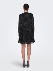 JDY Black Layered Polka Dot Short Dress - Image 2 of 7