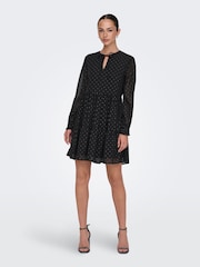 JDY Black Layered Polka Dot Short Dress - Image 3 of 7
