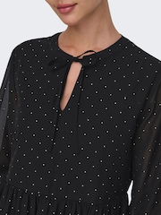 JDY Black Layered Polka Dot Short Dress - Image 5 of 7