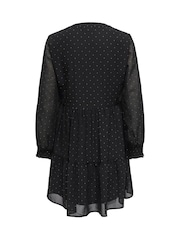 JDY Black Layered Polka Dot Short Dress - Image 7 of 7