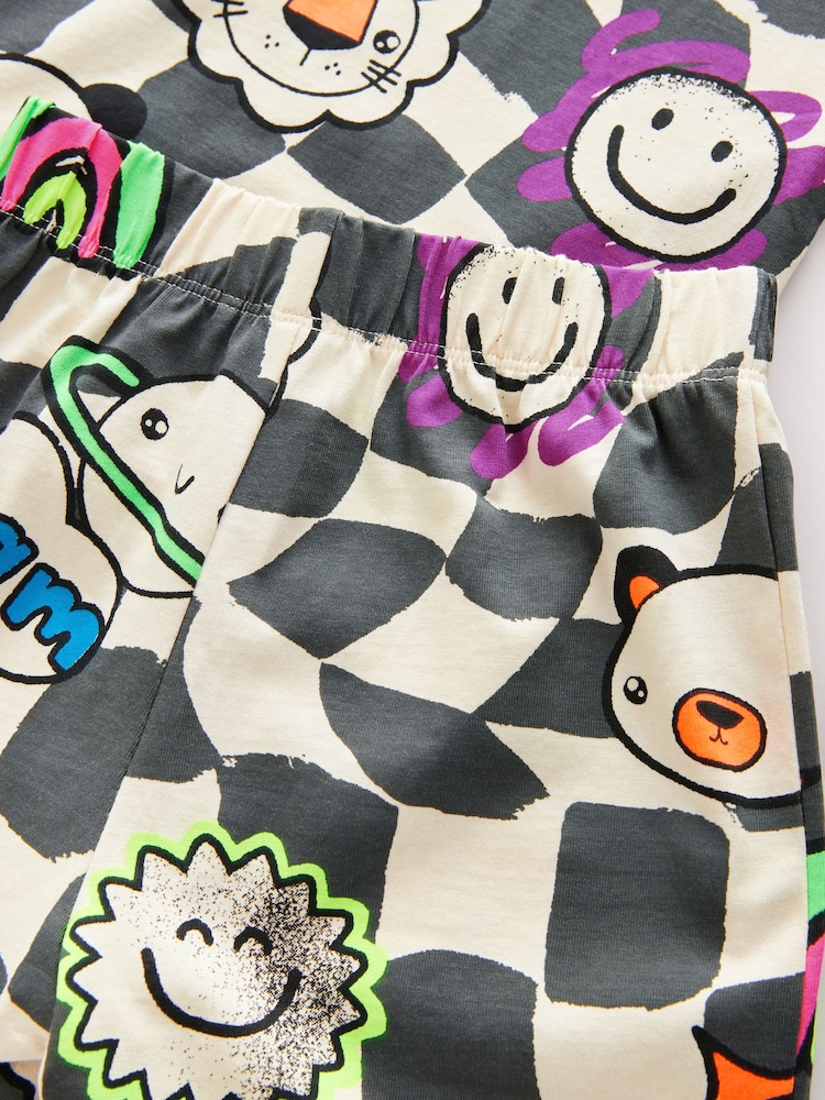 Multi Checkerboard Fluro Single Shorts Pyjamas (9mths-10yrs) - Image 4 of 4