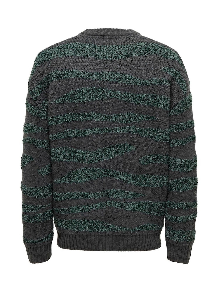 Only & Sons Grey Boucle Textured Crew Knit Jumper - Image 6 of 6