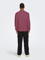 Only & Sons Burgundy Quarter Zip Long Sleeve Polo Jumper - Image 2 of 7