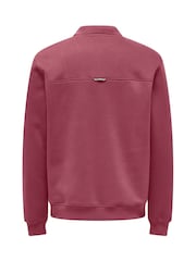 Only & Sons Burgundy Quarter Zip Long Sleeve Polo Jumper - Image 7 of 7
