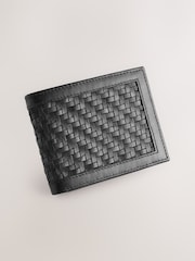 Black Leather Woven Wallet - Image 1 of 4