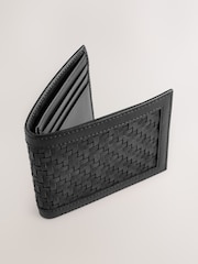Black Leather Woven Wallet - Image 2 of 4