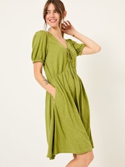 Olive Green Nell Jersey Dress - Image 1 of 9