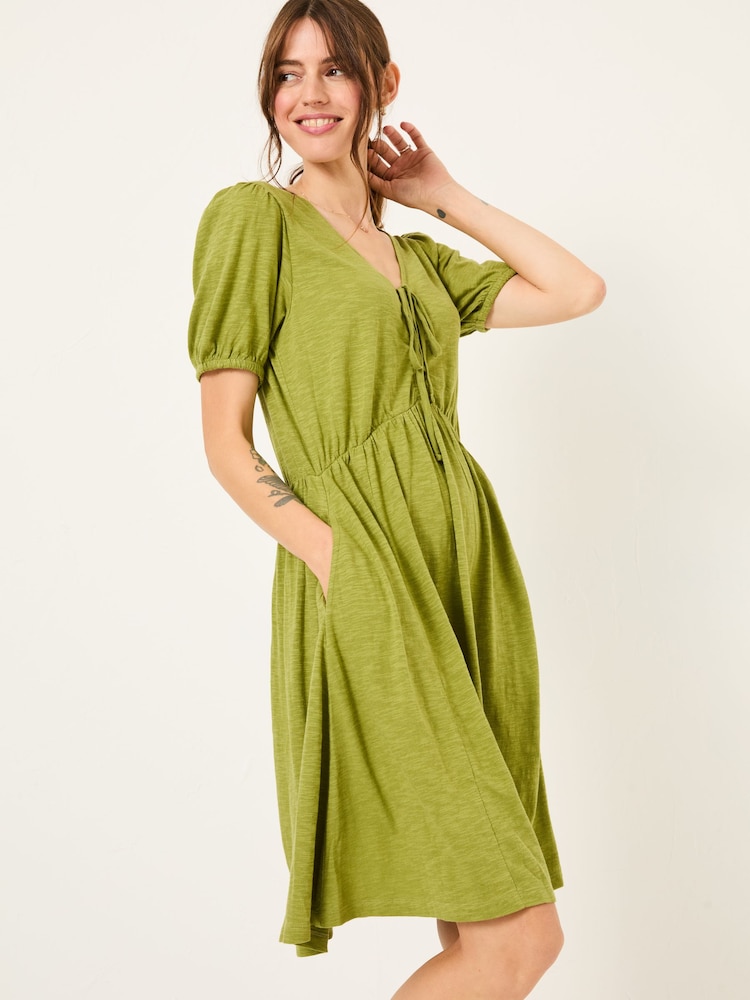 Olive Green Nell Jersey Dress - Image 1 of 9