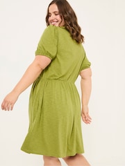 Olive Green Nell Jersey Dress - Image 6 of 9