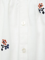 Mango Cream Floral Embroidery 100% Cotton Blouse - Image 4 of 4