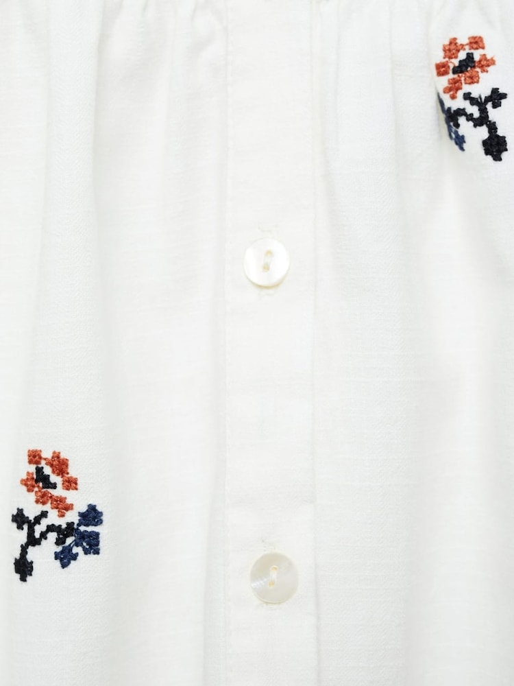 Mango Cream Floral Embroidery 100% Cotton Blouse - Image 4 of 4