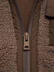 Mango Brown Brown Shearling Zipped Fleece Jacket - Image 3 of 3