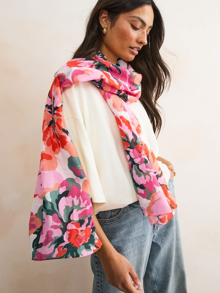Bright Floral Lightweight Scarf - Image 1 of 6