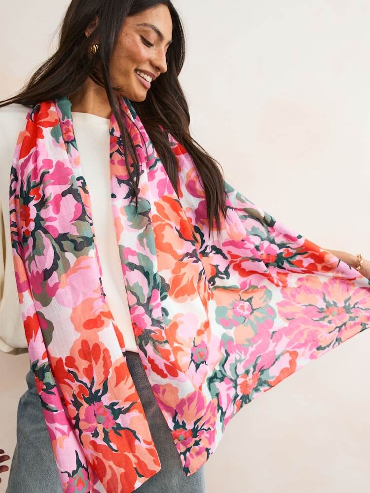 Bright Floral Lightweight Scarf - Image 2 of 6