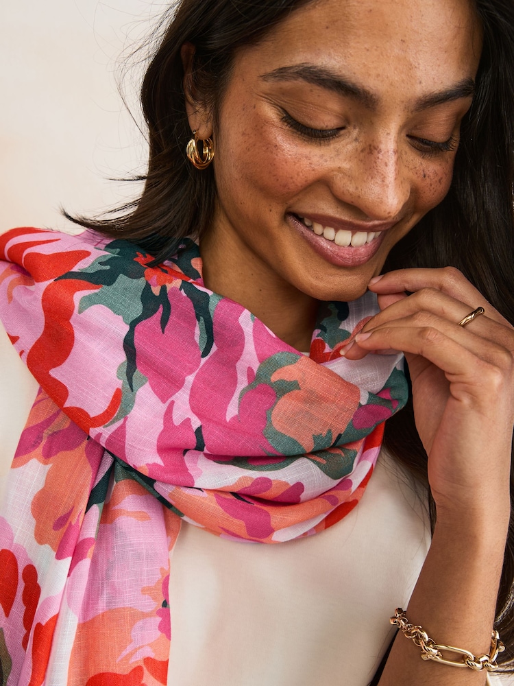 Bright Floral Lightweight Scarf - Image 3 of 6