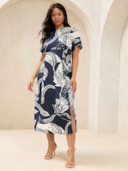Azul marino - Lipsy Mixed Print Underbust Jersey Midi Dress - Imagen 1 de 4