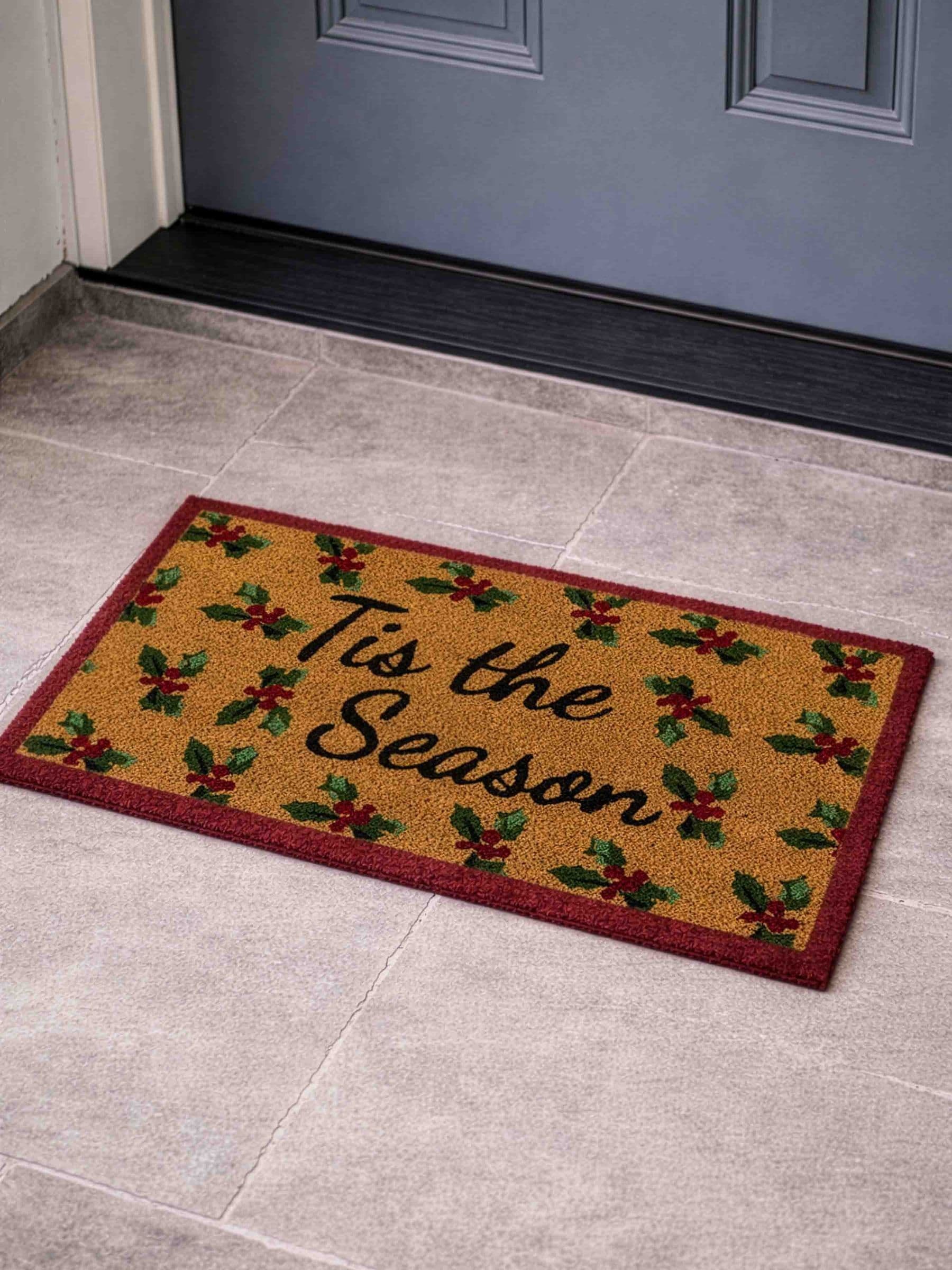 Gallery Home Multicoloured Holly Tis The Season Doormat