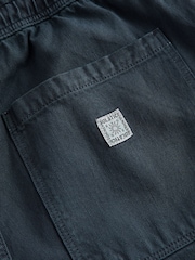 Azul escuro - Waist Calça Linen Denim jeans com elástico - Imagem 11 de 12