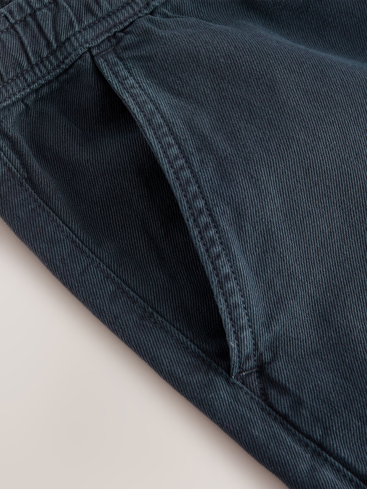 Azul escuro - Waist Calça Linen Denim jeans com elástico - Imagem 12 de 12