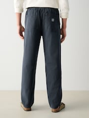 Azul escuro - Waist Calça Linen Denim jeans com elástico - Imagem 2 de 12