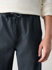 Azul escuro - Waist Calça Linen Denim jeans com elástico - Imagem 5 de 12