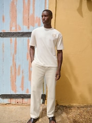 Branco Ecru - Waist Calça Linen Denim jeans com elástico - Imagem 2 de 10