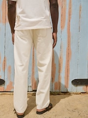 Branco Ecru - Waist Calça Linen Denim jeans com elástico - Imagem 3 de 10