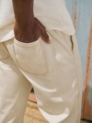 Branco Ecru - Waist Calça Linen Denim jeans com elástico - Imagem 6 de 10