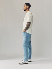 أزرق شاحب - Regular Tapered Fit Classic Stretch Jeans - صورة 3 من 6